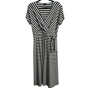 Talbots Jersey Wrap Women’s DRESS Small PANSY STRIPE Nautical Tie Oversize‎